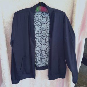 Stella & Dot Reversible Navy/Python Print Bomber Jacket